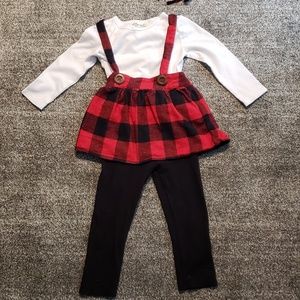 4 pc buffalo plaid jumper outfit 3T